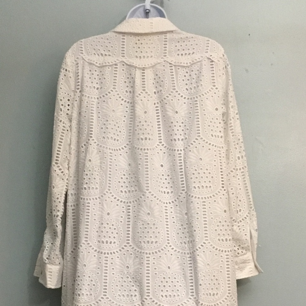 Lilly Pulitzer White Eyelet Button-Front Long Sleeve Dress - Picture 16 of 16